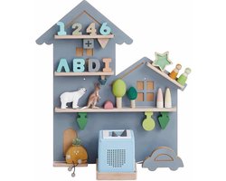 Rek Voor Toniebox, Wandrek Voor 35 Figuren, Kinderrek, Eenvoudige Montage, Kinderkamer, Woonkamer, Grijs