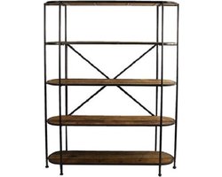 Rek - XXL- Industrieel - Zwart - Bruin - Hout  - Metaal - L42,5 x B151 x H199CM