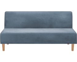 Rekbare fluwelen hoes voor slaapbank zonder armleuningen - dik zacht gezellig - grijsblauwe hoes voor opvouwbare bank/futon