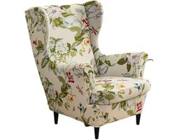 Rekbare Hoes voor Oorfauteuil 2-delig - Moderne Zetelovertrek voor Woonkamer en Slaapkamer (Lente Groen)