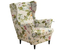 Rekbare Hoes voor Oorfauteuil 2-delig - Moderne Zetelovertrek voor Woonkamer en Slaapkamer (Lente Groen)