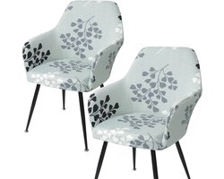 Rekbare Stoelhoes Set van 2 voor Eetkamerstoelen - Afneembaar, Wasbaar, met Armleuningen