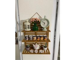 Rekken met drie planken van touw - Super Wandrek - Handdoekenrek - Bloemenstandaard - 3 Wandplanken - Decoratieve Wandplank van Natuurlijk Hout met Touw - 62x17cm