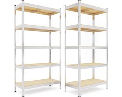 Rekken voor zware lasten - 180 x 90 x 40 cm, hoogte verstelbaar met 5 MDF-planken, metalen opbergrek voor garage en kelder