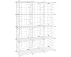 Reksysteem Staande kast 12 vakken - Opbergkast - rekken van draadraster 93 x 31 x 123 cm - Wit