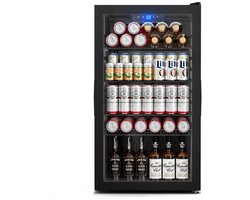 Reky Koelkast - ijskast - Koelkast tafelmodel - Glazen deur - Verstelbare planken & Deur - 90,6L - 45 x 48 x 80 cm - Zwart