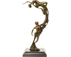 Relatie - Bronzen Beeld - Man en Vrouw - Kunstwerk Sculptuur - Relatiegeschenk - Brons Beeldje van een Verliefd Koppel - Kunst Cadeau Decoratie - 18x13x36
