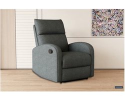 Relax, Fauteuil 'France' manueel verstelbaar Stof Grijs, Poten metaal en bekleding Stof - Max. 110 kg