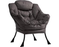 Relax Fauteuil Woonkamer Stoel Slaapkamer Stoel Lounge Stoel met Armleuningen Leesstoel Accentstoel met Stalen Frame, Grijs Bruin