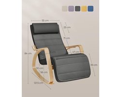 Relax Schommelstoel – Luxe Grijze Fauteuil met 5-standen Verstelbare Voetensteun – Ergonomische Relaxstoel met Hoofdsteun & Wasbare Hoes – Max. 150 kg – Novihome CloudRock™