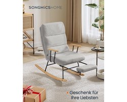 Relax Schommelstoel – Luxe Verstelbare Fleece Relaxstoel met Voetensteun – Ergonomische Comfort Fauteuil met Houten Frame – 4-standen Rugleuning – Tot 160 kg Draagkracht – Duifgrijs – Novihome CozyRock™