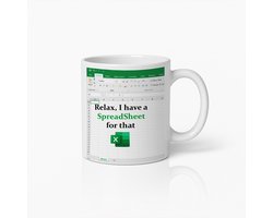 Relax Spreadsheet Koffiemok - Grappige Excel Bureaublad Beker voor Werk- en Productiviteitsliefhebbers