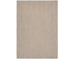 Relax Vloerkleed – Beige – Laagpolig Kaderdesign – Voor Binnen & Buiten