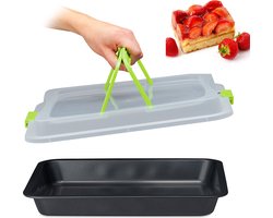 Relaxdays bakvorm met deksel - taartdoos - transportbox voor taart - 3 in 1 - groen