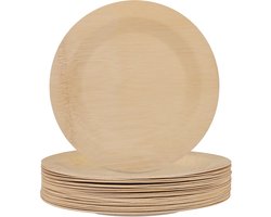 Relaxdays bamboe bordjes - set van 25 - wegwerpborden - gebakbordjes - wegwerpservies - XL