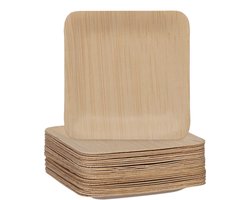 Relaxdays bamboe bordjes - set van 25 -  wegwerpbordjes - bordjes amboe - wegwerpservies - S