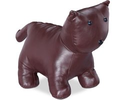 relaxdays deurstopper kat - kunstleer - dier - deurbuffer - deurstop - decoratie - bruin