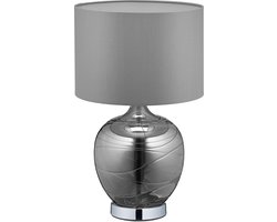 Relaxdays tafellamp modern - stoffen lampenkap - glazen voet - nachtlamp - diverse kleuren - zwart