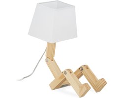 relaxdays tafellamp robot - leeslamp - bureaulamp verstelbaar - hout - designerlamp