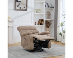 Relaxfauteuil - 360 Graden Draaibaar Elektrisch Design - Met Massage- En Warmtefunctie - Handmatig Verstelbaar - Chenille Taupe