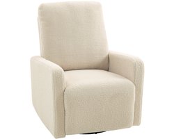 Relaxfauteuil 94 x 76 x 100 cm, Beige, Polyester, Tv-fauteuil en Relaxstoel, Loungefauteuil met Ligfunctie en Schommelfunctie, Ligstoel en Tv-stoel voor Woonkamer, Lezen en Televisie Kijken en Ontspannen in Huis voor Dagelijks Gebruik