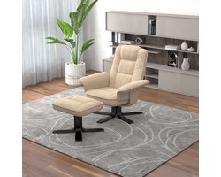 Relaxfauteuil CHARLY met kruk beige - verstelbare rugleuning, draaifauteuil, woonkamerfauteuil, TV-fauteuil met zijvak en beensteun, loungestoel - hoofdfoto