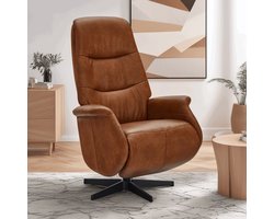 Relaxfauteuil Delta Tan Leer/Zwart - Giga Meubel