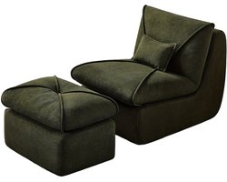 Relaxfauteuil – Fauteuil – Loungechair – Relaxstoel – Zitzak – Ergonomisch Design – Licht Beige Chenille Stof – Traagschuim Comfort