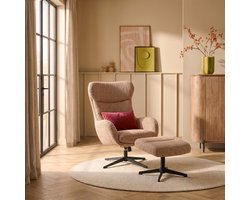 Relaxfauteuil Jack - Cognac Stof - Draaibaar & Met Hocker