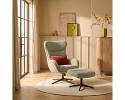 Relaxfauteuil Jack – Groen Stof – Verstelbaar met Hocker