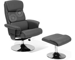 Relaxfauteuil LEGEND met voetenbank Kunstleer Grijs