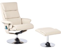 Relaxfauteuil LEGEND met voetenbank Kunstleer Lichtbeige