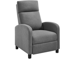 Relaxfauteuil – Lounge Stoel – Relaxstoel – Fauteuil – Verstelbare Rugleuning – Metaalframe – Waterafstotend Kunstleer - Lichtgrijs linnen