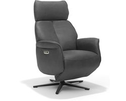 Relaxfauteuil Luuk – Elektrische Relaxstoel met 2 Motoren, USB-poort & Accu – 360° Draaibaar – Micro Leder – Antraciet