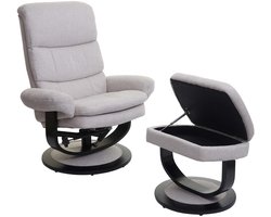 Relaxfauteuil MCW-C16, TV-fauteuil TV-fauteuil met opbergvak, MVG-gecertificeerd ~ stof/textiel crème-beige