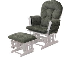 Relaxfauteuil MCW-C76, schommelstoel met hocker stof/textiel chenille (465g/m²) ~ groen, frame wit