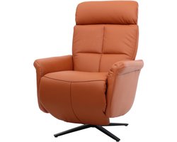 Relaxfauteuil MCW-L10, design TV-fauteuil TV-fauteuil relaxfauteuil, draaibare relaxfunctie, volledig leer ~ terracotta-bruin