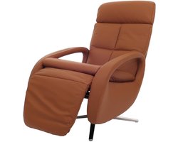 Relaxfauteuil MCW-L11, design televisiefauteuil TV-fauteuil ligfauteuil, draaibare ligfunctie, volledig leer ~ bruin