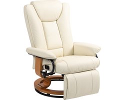 Relaxfauteuil met draaifunctie - geschikt voor een gewicht tot 150 kg - bekleed met kunstleer - stalen frame - crèmewit