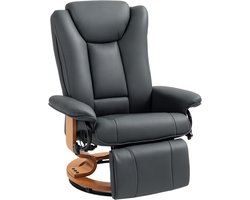 Relaxfauteuil met draaifunctie - geschikt voor een gewicht tot 150 kg - bekleed met kunstleer - stalen frame - donkergrijs