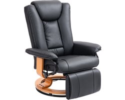 Relaxfauteuil met draaifunctie - geschikt voor een gewicht tot 150 kg - bekleed met kunstleer - stalen frame - zwart