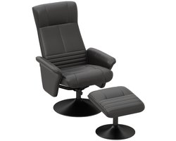 Relaxfauteuil Met Hocker, 69 x 71 x 104 cm, Zwart, Ergonomische Draaifauteuil Met Voetsteun, Verstelbare Rugleuning Tot 135°, 360° Draaibare TV Fauteuil, Zachte Polstering, Microvezel Look, Lounge Stoel, Leesstoel, Relaxstoel, Zitstoel