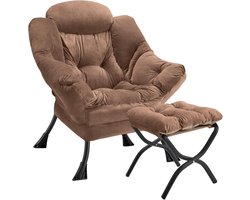 Relaxfauteuil met inklapbare footstool - moderne leunstoel met armleuningen