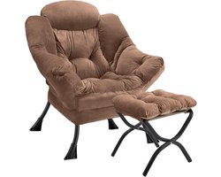 Relaxfauteuil met inklapbare footstool - moderne leunstoel met armleuningen