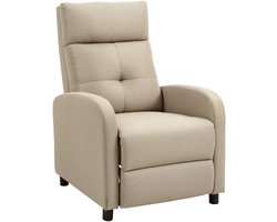 Relaxfauteuil met ligfunctie uitschuifbaar voetgedeelte pocketvering tot 150 kg beige