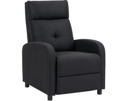 Relaxfauteuil met ligfunctie uitschuifbaar voetgedeelte pocketvering tot 150 kg zwart