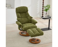 Relaxfauteuil met Massage en Verwarming - Verstelbaar met Voetenbank - 360° Draaibaar - Chenille Stof - Comfortabele Ligstoel