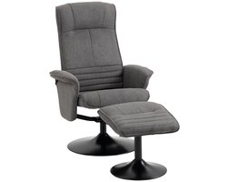 Relaxfauteuil met Voetenbank - 360° Draaibaar - Kantelbaar tot 135° - Verstelbare Rugleuning - tot 150 kg - Relaxstoel - TV Stoel - Loungestoel - Leesstoel - Fluweel - Donkergrijs + Zwart