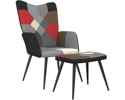 Relaxfauteuil met Voetenbank - Comfortstoel Lounge - Ontspannen Zitten - Patchwork Stof - N.v.t. - Multicolor