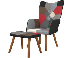 Relaxfauteuil met voetenbank - Comfortstoel Zetel - Ontspannen Zitten - Patchwork Stof - 61.5 cm Breed - Multicolor